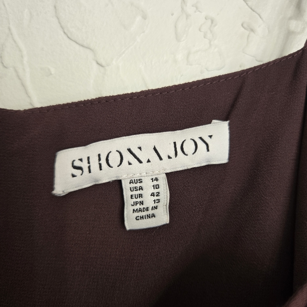 Shona Joy X Free People Pin Tuck Frill Olympia Brown Tiered Dress, 10 - Picture 11 of 12